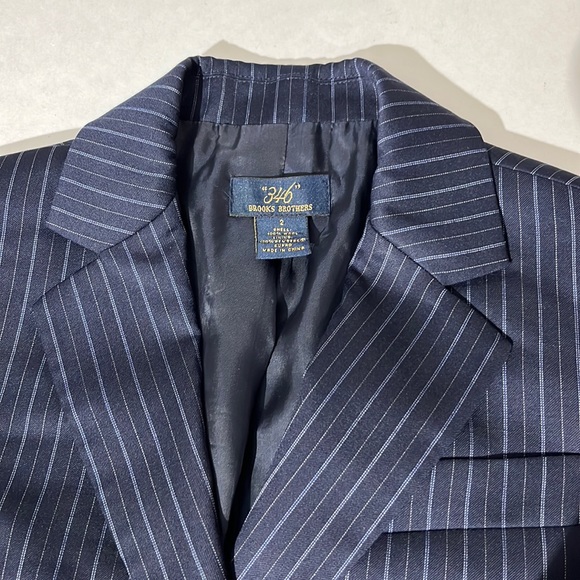 Brooks Brothers Navy Blue Pinstripe sz 2 Button Wool Blazer Jacket 346 womens - Picture 2 of 7